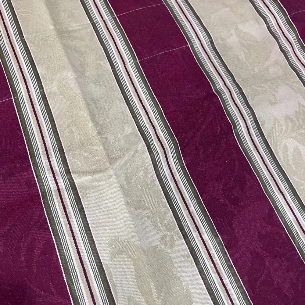 Waverly Home Classics Burgundy Sage Green Striped‎ Damask Valance 52x22